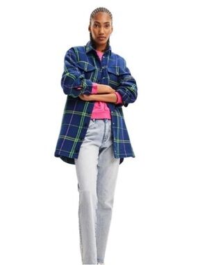 Desigual Paris Oversized Belted Plaid jacket